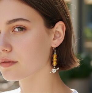 NWT Gold and Purple Dangle Earrings with Elegant Design